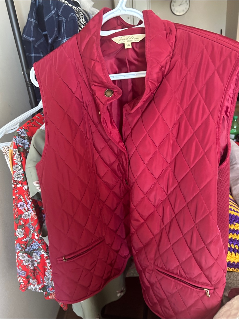 Women's Quilted Red Vest by Tradition